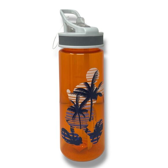 Disney Parks Water Bottle Mickey Mouse Orange Tropical Vacation Hawaiian Flip - Picture 1 of 6
